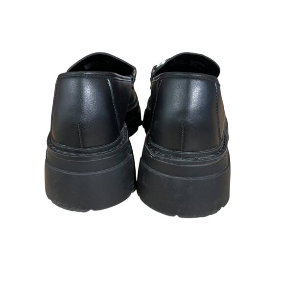 Womens No Boundaries Black Chunky Loafers With Silver Chain Detail Size 7 - Picture 4 of 8